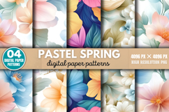 Pastel Spring Flower Pattern Digital Paper Background PNG Product Image 1