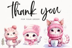 Winter Pink Cat 46 Cliparts Collection Product Image 11