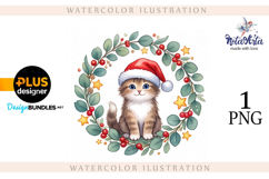 Christmas Kitten in Watercolor Style Product Image 1