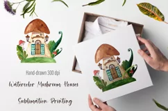 Watercolor Mushroom Houses Sublimation Printing Product Image 1