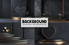 Luxury Black Gold Heart Podium Background Product Image 1