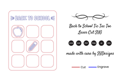 Back to School Tic Tac Toe Laser Cut SVG Product Image 2