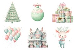Cute Pastel Christmas Clipart, Set of 20 Png Bundle Product Image 2