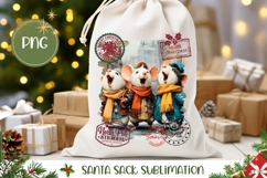 Cartoon Christmas Mouse Santa Sack Template Product Image 1