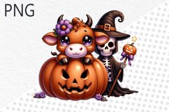 Halloween Cow Sublimation - Clipart PNG Design Product Image 1
