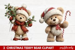 2 Christmas Teddy Bear Clipart | Cute Holiday Bear PNG Illus Product Image 1