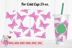 Butterfly Tumbler svg for Full Wrap Venti Cold Cup 24 oz Product Image 3