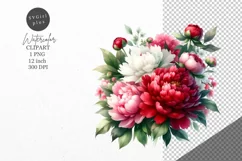 Peonies clipart, Flowers clipart, Flowers sublimation Product Image 1