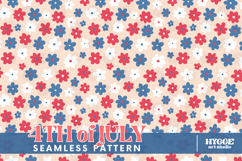 American 4th of July USA Patriotic Flowers Seamless Pattern Product Image 1