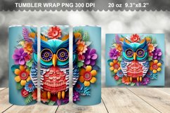 Colorful 3D Owl Butterfly Tumbler Design Product Image 1