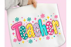 Teacher Christmas Pencil Bow Paper PNG, Funny Christmas PNG Product Image 1