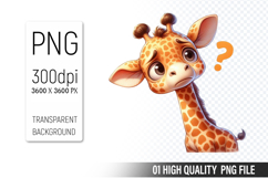 Cute Giraffe , Animal Sublimation Clipart PNG Product Image 1