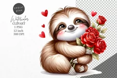 Valentines day clipart, Sloth clipart, Birthday clipart Product Image 1