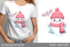 Cute Ghost T-Shirt Design. Halloween T-Shirt Sublimation Product Image 1