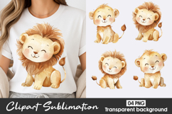 Cute Baby Lion Watercolor Clipart Sublimation PNG Product Image 1
