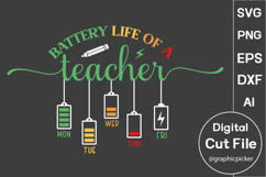 Battery Life of a Teacher SVG PNG, Funny Teacher SVG PNG Product Image 1