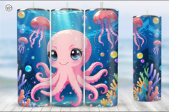 Cute Octopus Tumbler Sublimation, 20 oz Tumbler Wrap Product Image 4