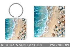 3D Seashell Keychain Sublimation. Sea Keychain Design Product Image 1