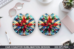 Flowers Car Coaster Sublimation|Christmas Coaster PNG Design Product Image 1