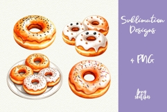 4 Donuts PNG Halloween Ghost Cafe Clipart Sublimation Product Image 1