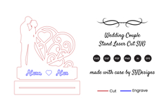 Wedding Couple Stand Laser Cut SVG Product Image 2