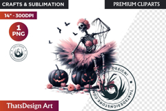 Pink &amp; Black Gothic Halloween Skeleton Clipart PNG, Skull Product Image 1