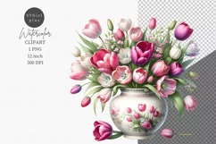 Flowers watercolor, Tulips clipart, Flowers sublimation Product Image 1