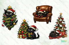 Funny Christmas Cat Clipart Product Image 1
