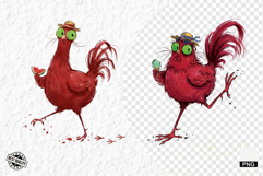 Whimsical Summer Chicken Png Clipart Product Image 1