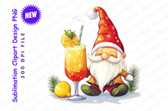 Festive Christmas Gnome With Tropical Cocktail Illustration Product Image 1