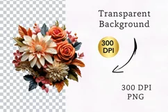 Autumn flowers clipart, Autumn flowers sublimation Product Image 2