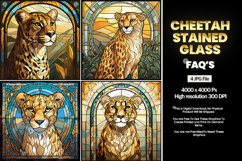 Cheetah Stained Glass Square Coaster - 04 Variations Product Image 1