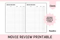 Movie Review Printable 1 | Movie Journal Template Product Image 1