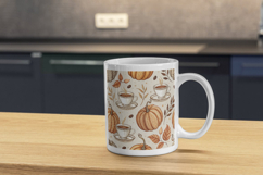 Vintage Pumpkin Coffee Shop Digital Paper, Seamless Pattern Product Image 11