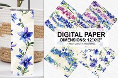 Watercolor Larkspur Flowers Digital Paper Product Image 1