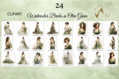 Watercolor Brides Clipart, Watercolor Olive Green Clipart Product Image 7