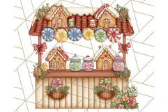 Cozy Christmas Market Stall Clipart PNG, Holiday Art Png Product Image 3