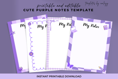 Cute Purple Notes Planner Template Aesthetic Daily Planner Product Image 1