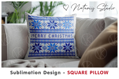 2 Cozy Christmas Knitted Designs - Sublimation Square Pillow Product Image 4