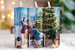 Merry Christmas Skeleton Tumbler Wrap | Christmas Wrap Product Image 1