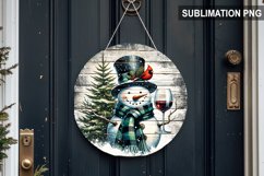 Blue Plaid Snowman Round Sign | Round Sublimation Design PNG Product Image 1