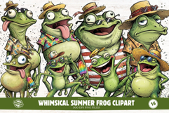 Whimsical Summer Frog Clipart 16 PNG Product Image 1