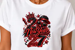 New Year 2027 Red Black Sublimation PNG, tshirt png Product Image 3