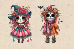 Watercolor Halloween Zombie Doll. PNG sublimation Product Image 2