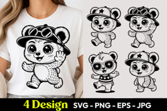 Cute Panda With Cap SVG PNG Product Image 1