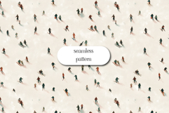 Vintage Skiers Seamless Pattern Winter Sport Illustration Product Image 1