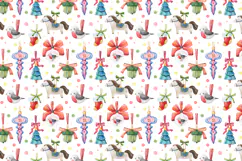 Vintage Watercolor Christmas Clipart & Seamless Patterns Product Image 10