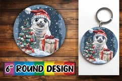 Winter Watercolor Animals Round Design Sublimation Keychain Product Image 1