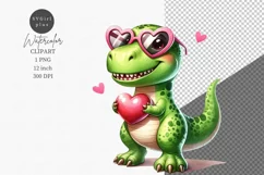 Dinosaur clipart, Heart clipart, Dino sublimation Product Image 1