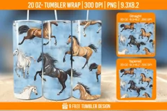 Horse Seemless Tumbler Wrap Designs, Sublimation Wrap Product Image 1